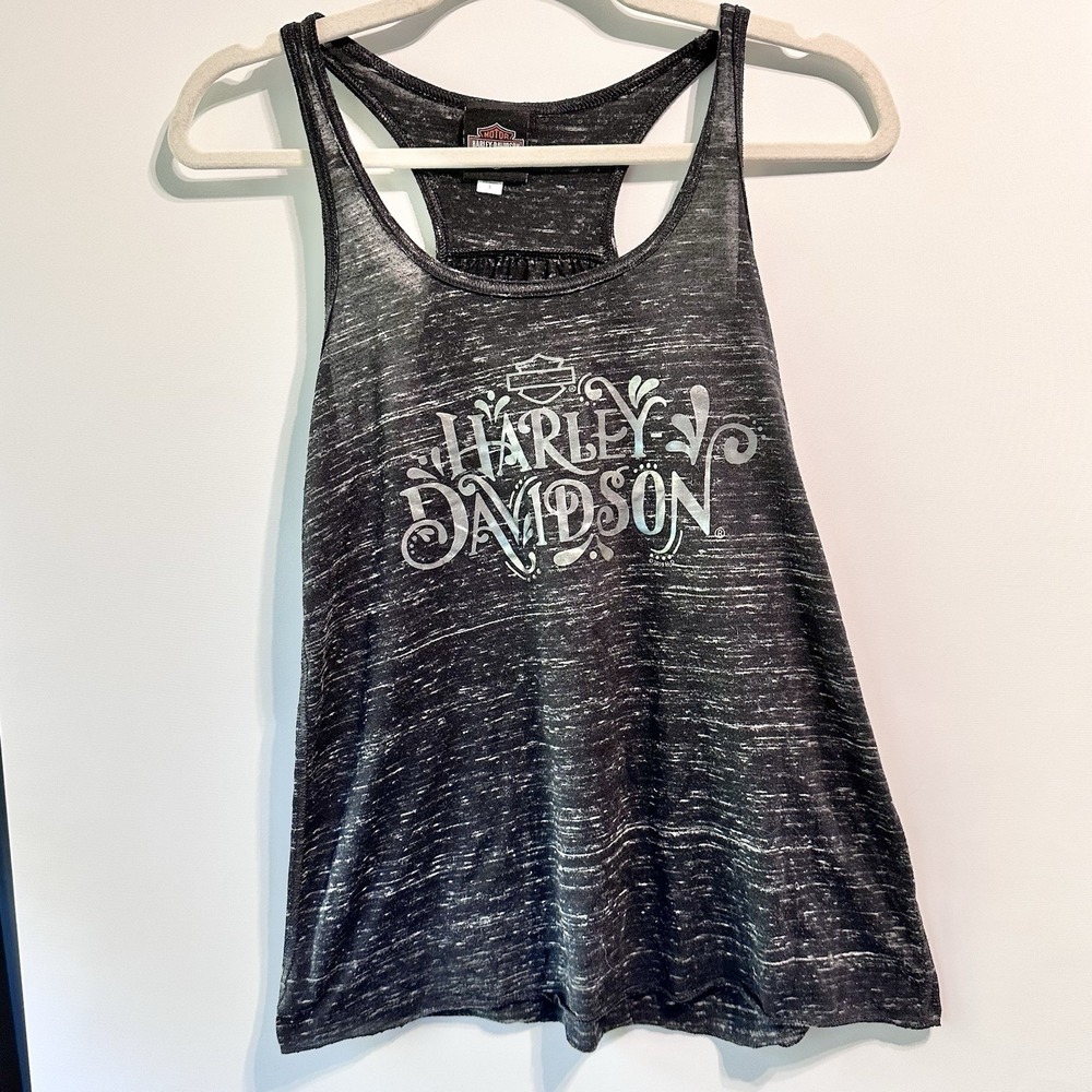 Harley-Davidson Womens Size S Tank Top Sturgis SD Black Burnout Racerback